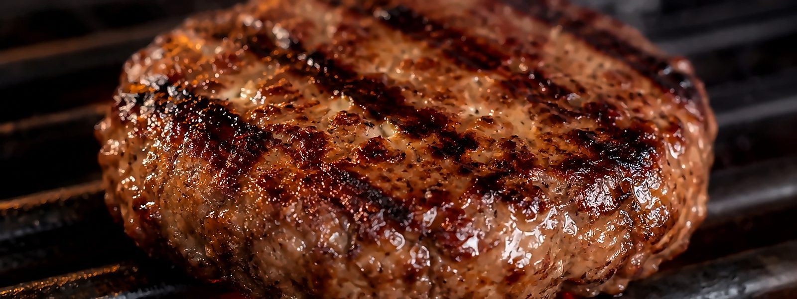 Blend de hambúrguer grelhando na brasa