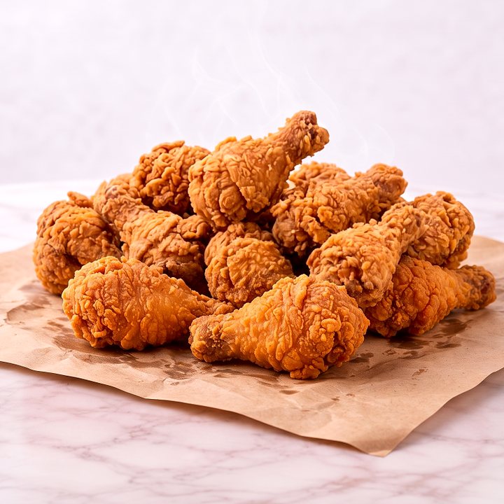 Coxinhas da asa de frango fritas e crocantes, sobre papel pardo