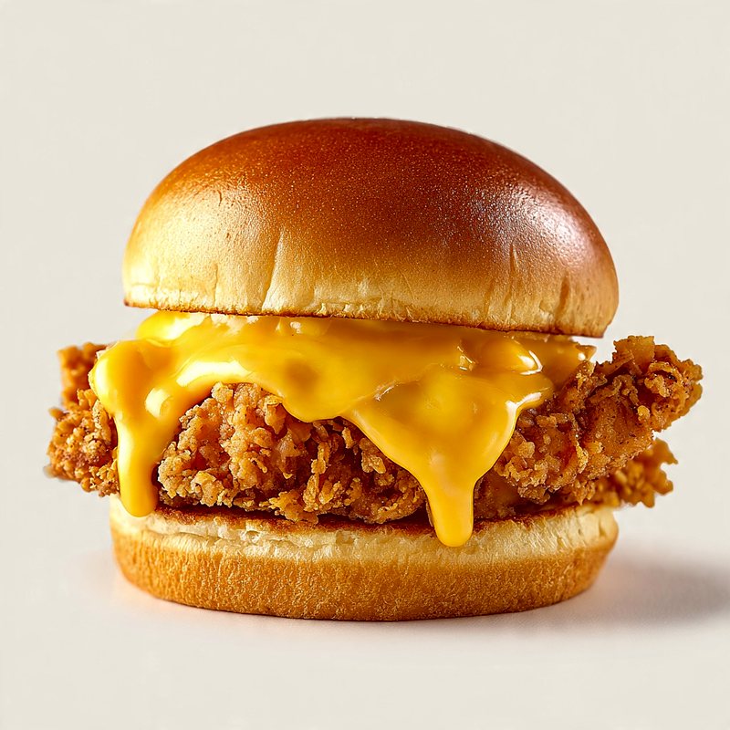 Sanduíche de frango empanado com cheddar derretido da Fran Fri